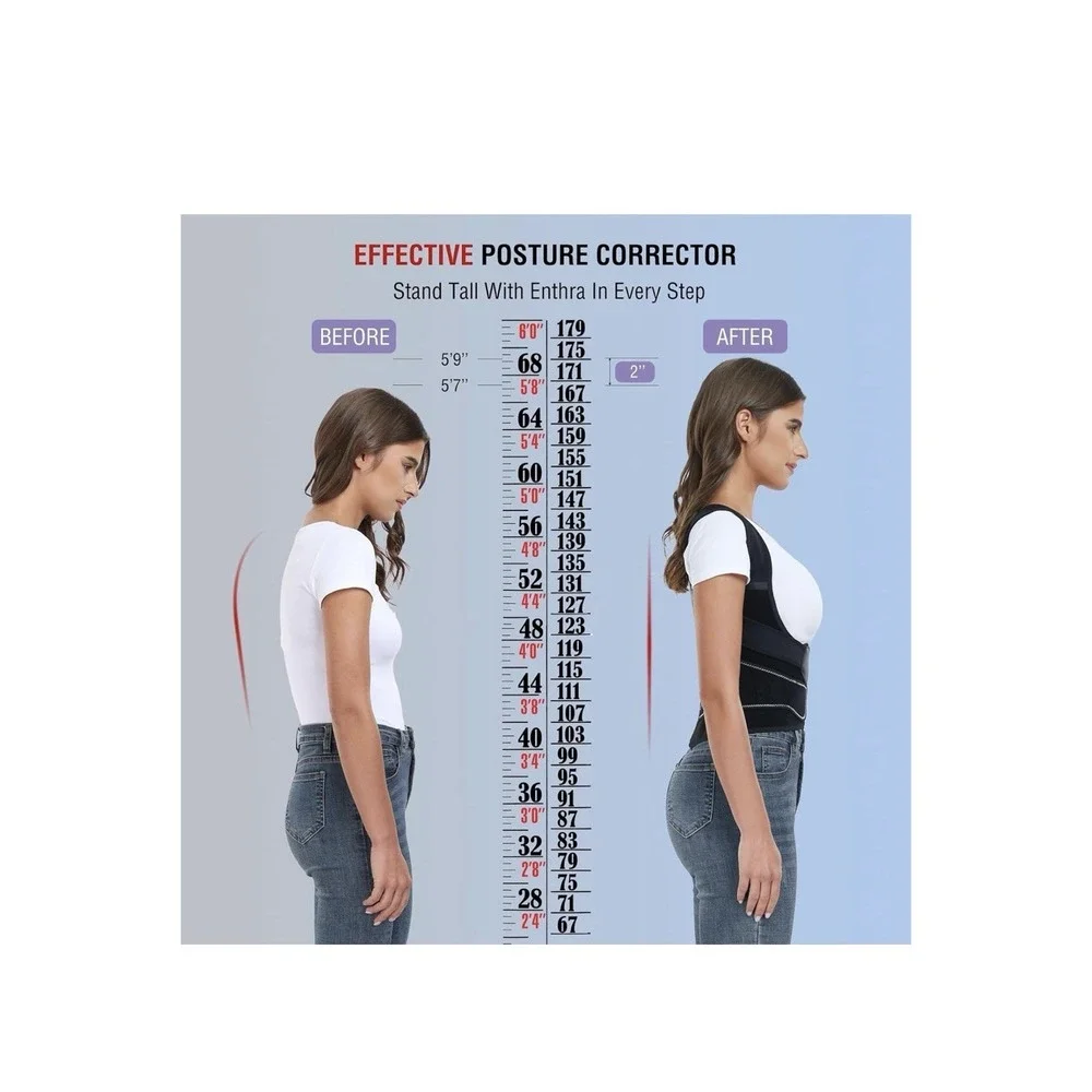 Enthra Back Brace Posture Corrector with Spine Vertical Alignment System -Unisex - Picture 2 of 8